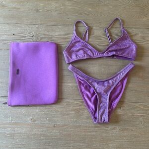 Triangl maia purple sparkle bikini set